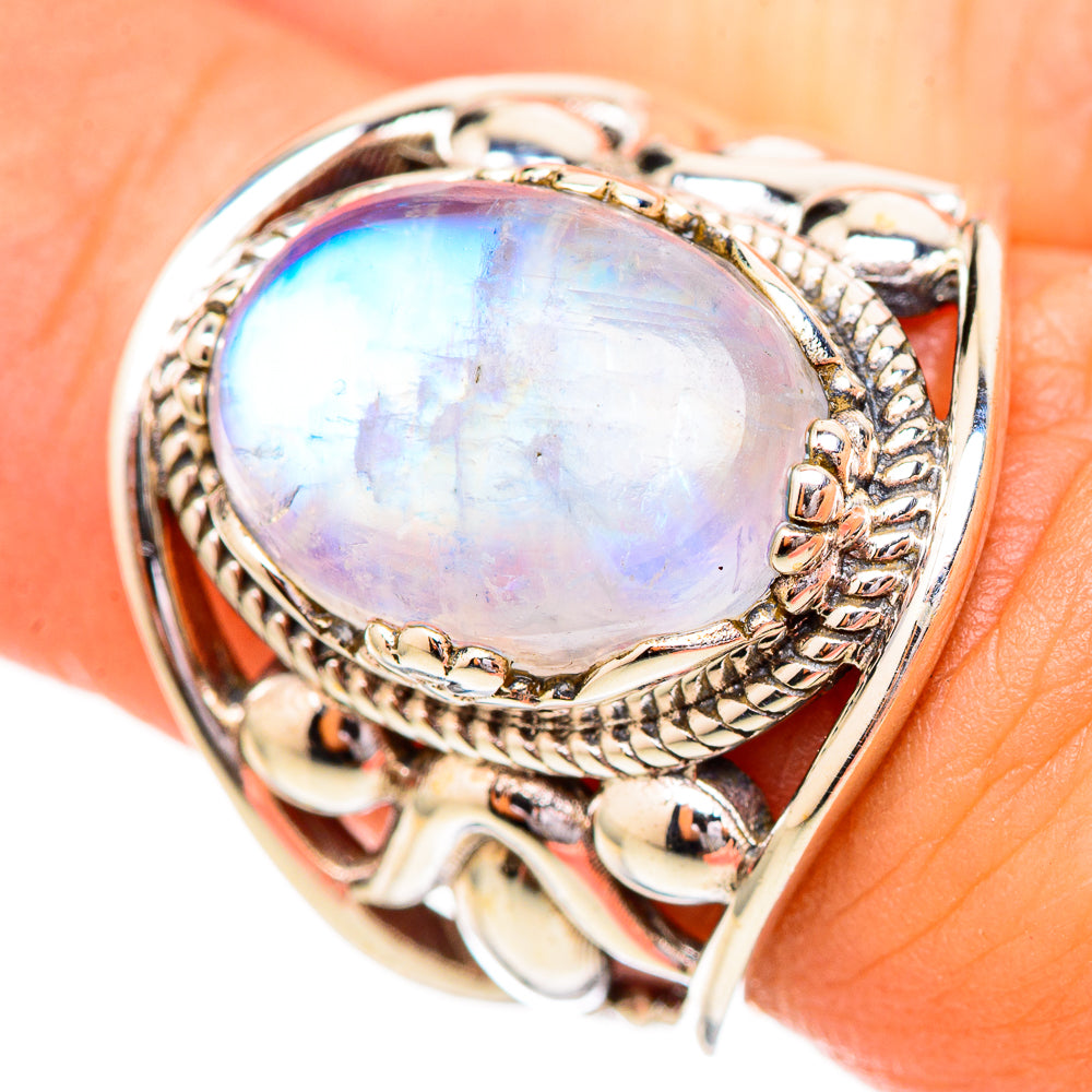 Rainbow Moonstone Rings handcrafted by Anasilvercos - RING115095