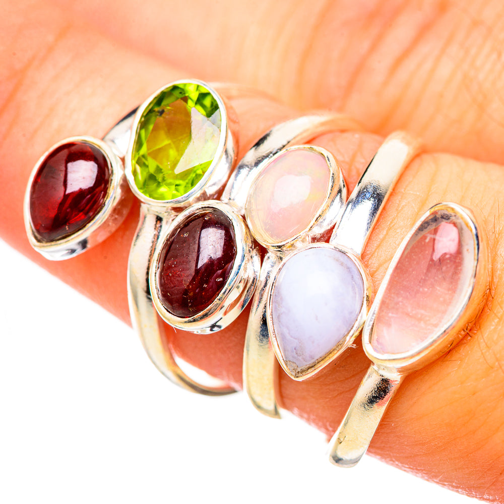 Ethiopian Opal, Garnet, Peridot Rings handcrafted by Anasilvercos - RING115096