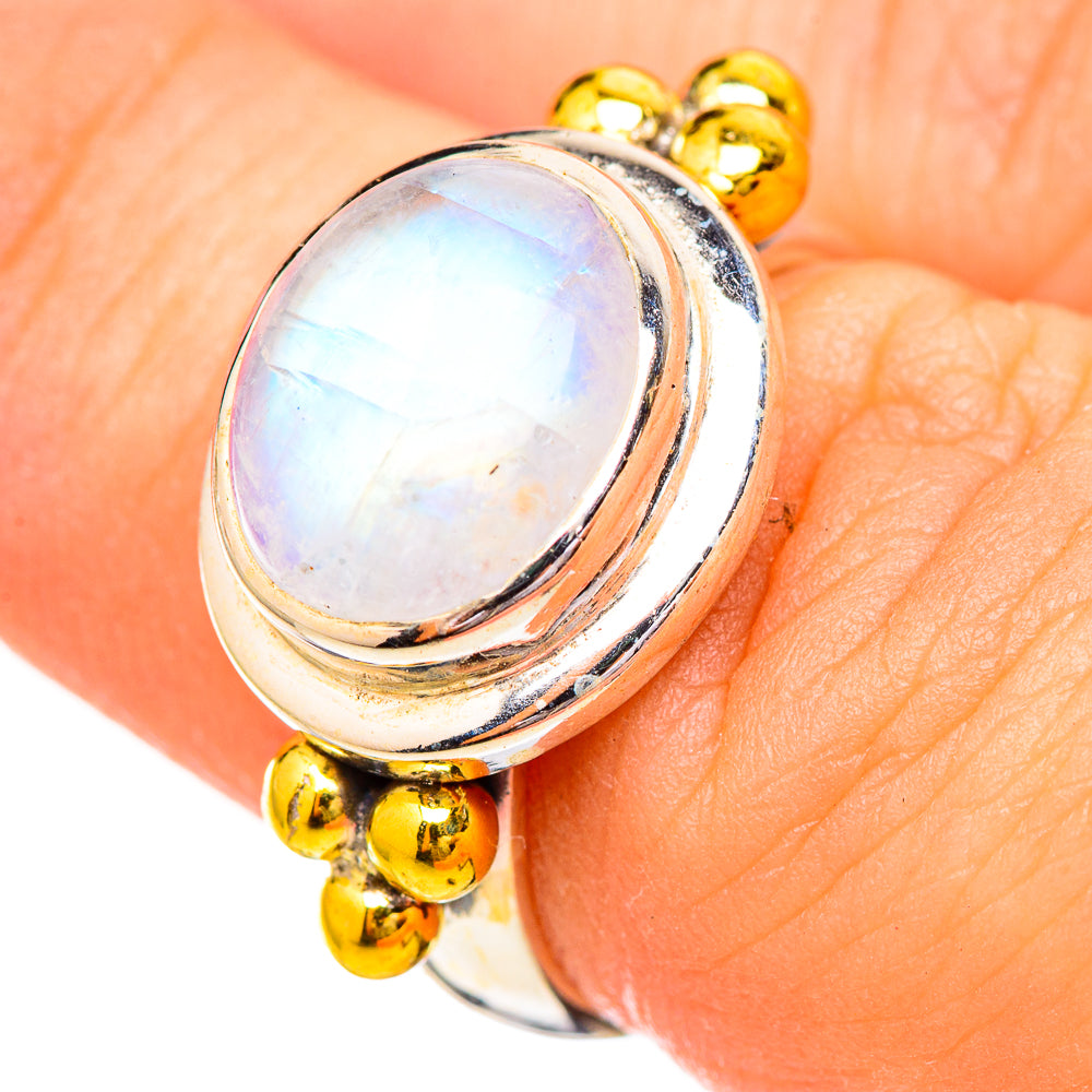 Rainbow Moonstone Rings handcrafted by Anasilvercos - RING115115