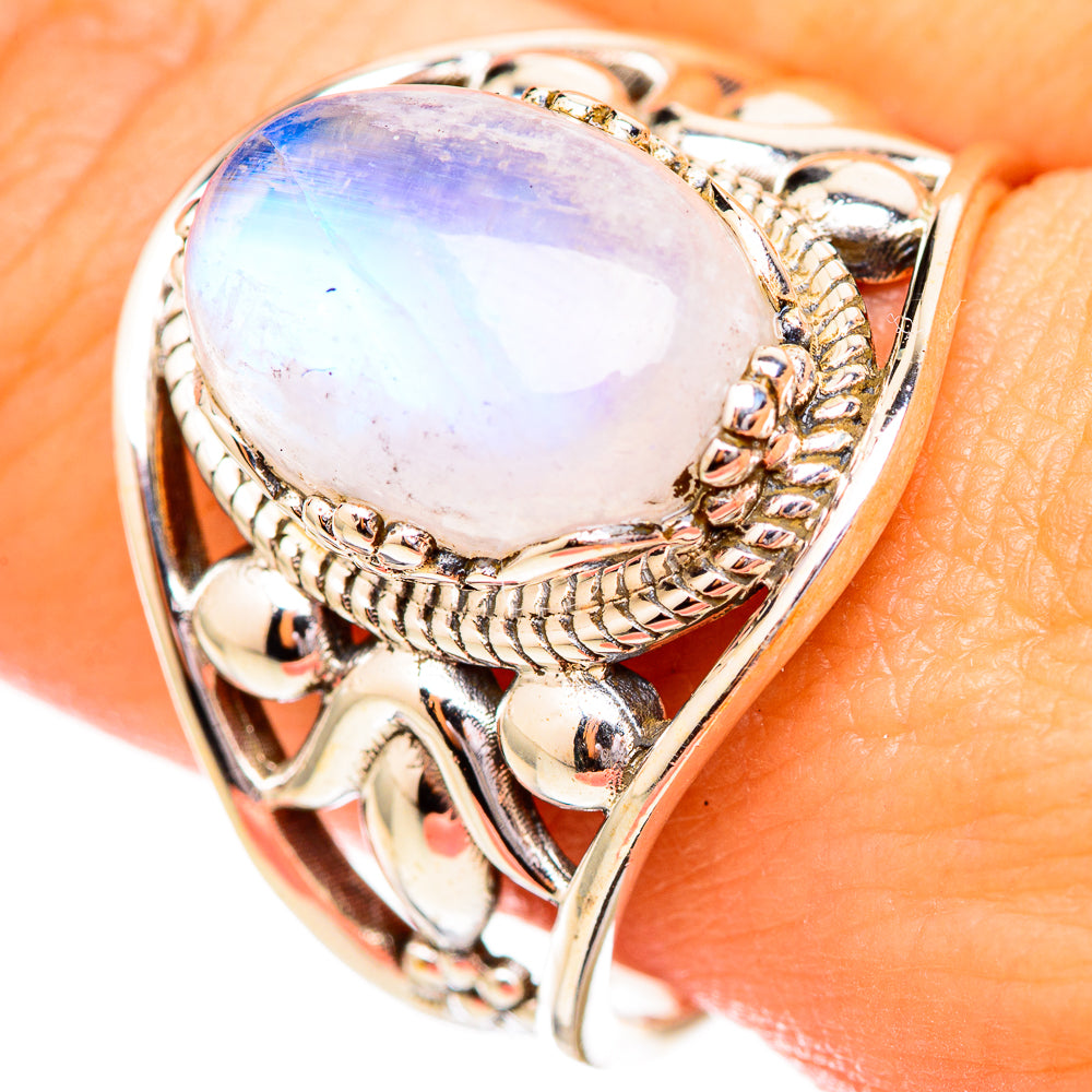 Rainbow Moonstone Rings handcrafted by Anasilvercos - RING115116