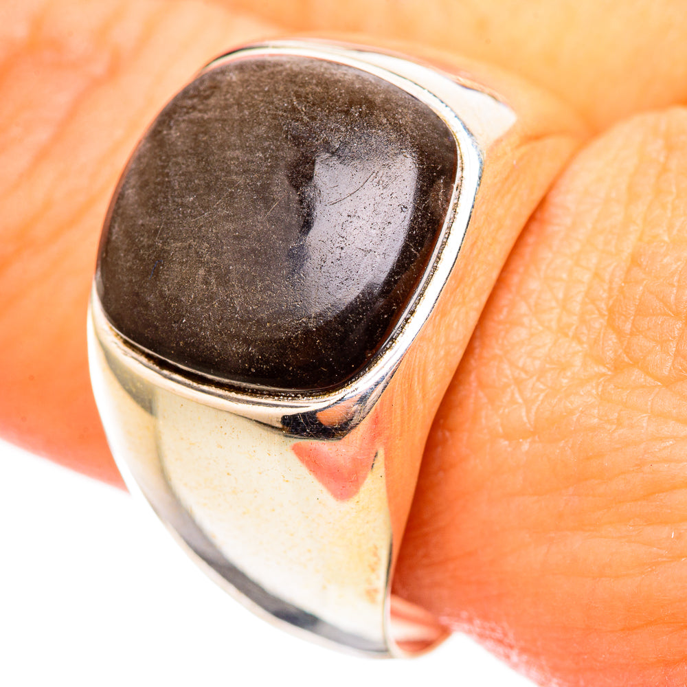 Gold Sheen Obsidian Rings handcrafted by Anasilvercos - RING115125