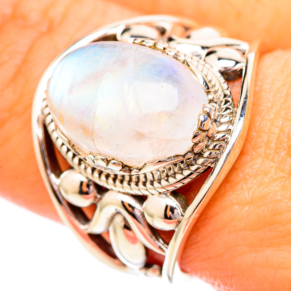 Rainbow Moonstone Rings handcrafted by Anasilvercos - RING115135
