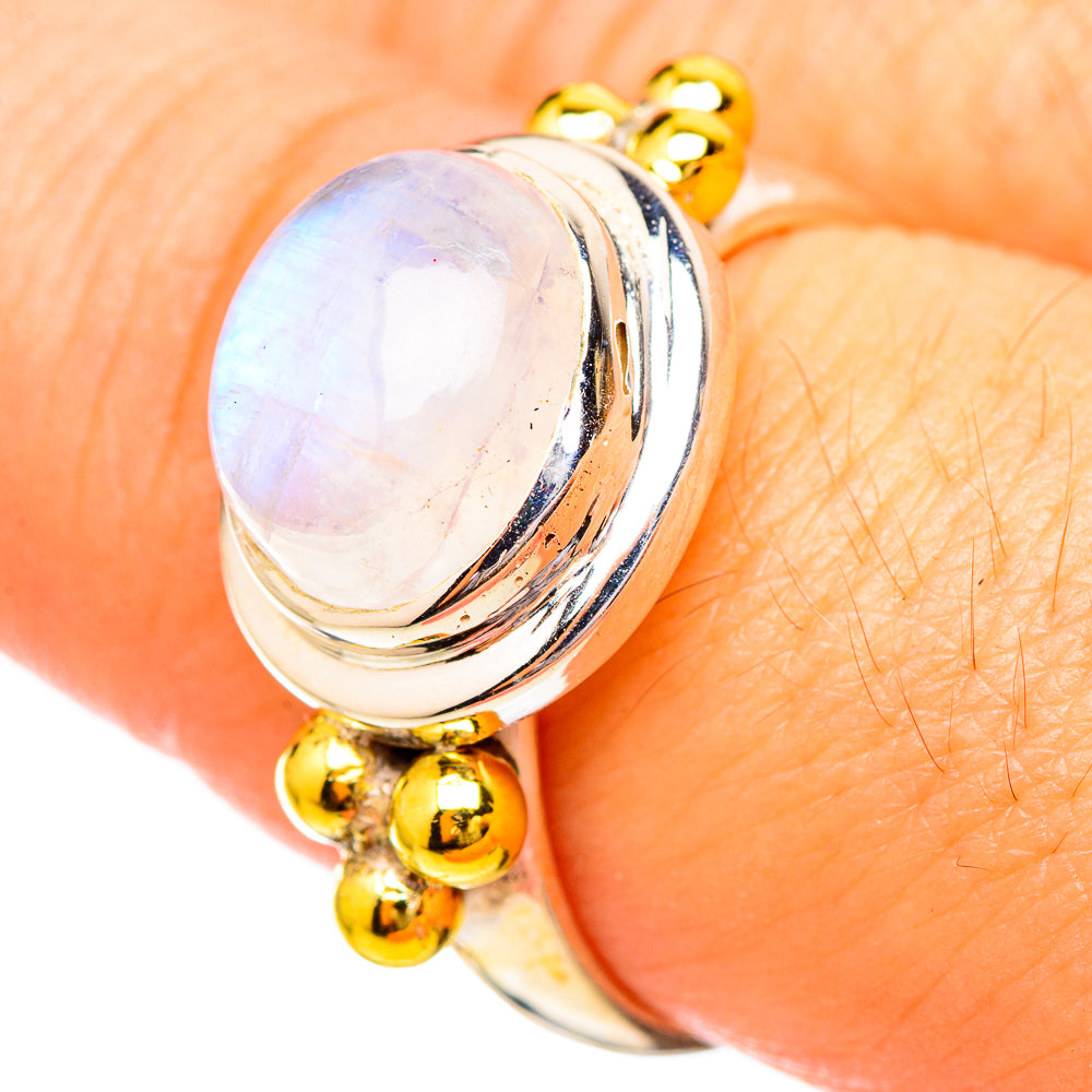 Rainbow Moonstone Rings handcrafted by Anasilvercos - RING115136