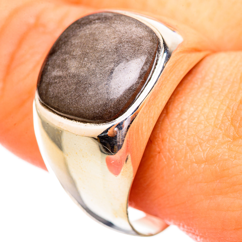 Gold Sheen Obsidian Rings handcrafted by Anasilvercos - RING115149