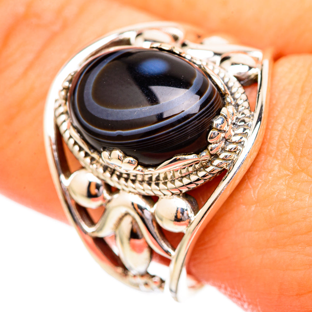 Black Banded Agate Rings handcrafted by Anasilvercos - RING115157