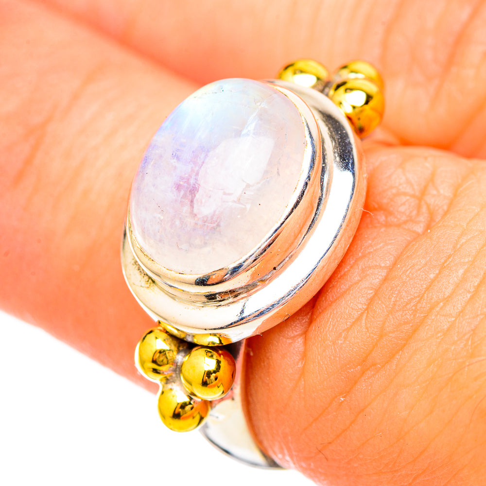 Rainbow Moonstone Rings handcrafted by Anasilvercos - RING115160