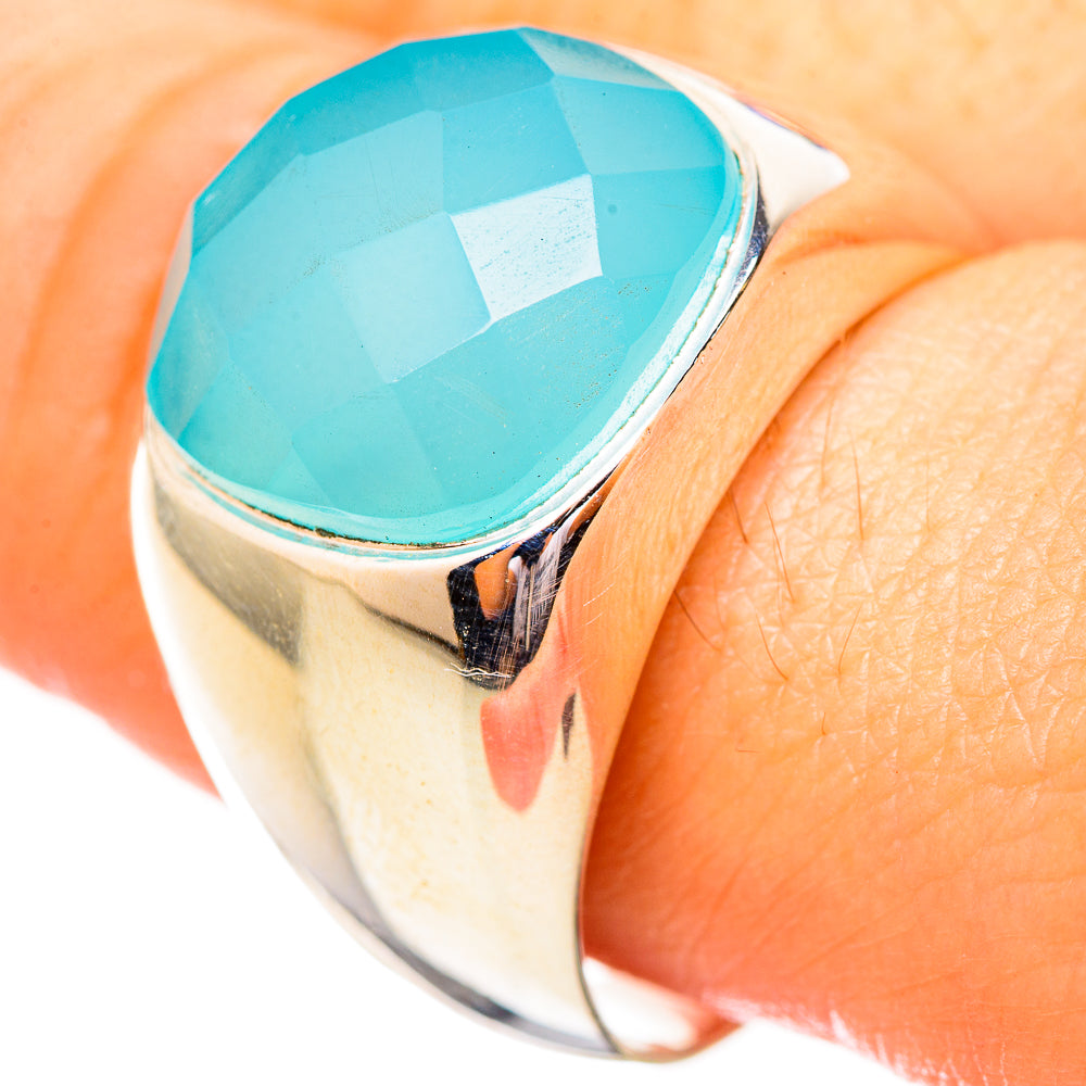 Aqua Chalcedony Rings handcrafted by Anasilvercos - RING115166