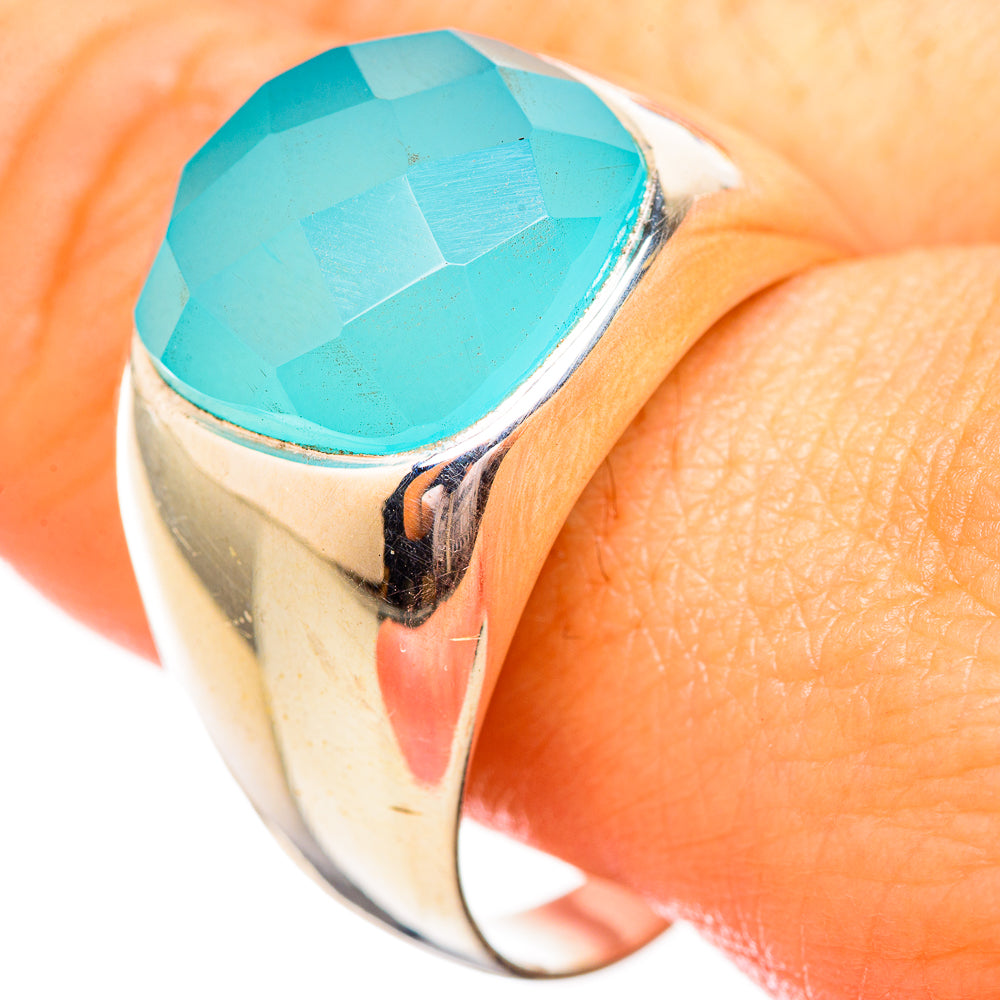 Aqua Chalcedony Rings handcrafted by Anasilvercos - RING115210