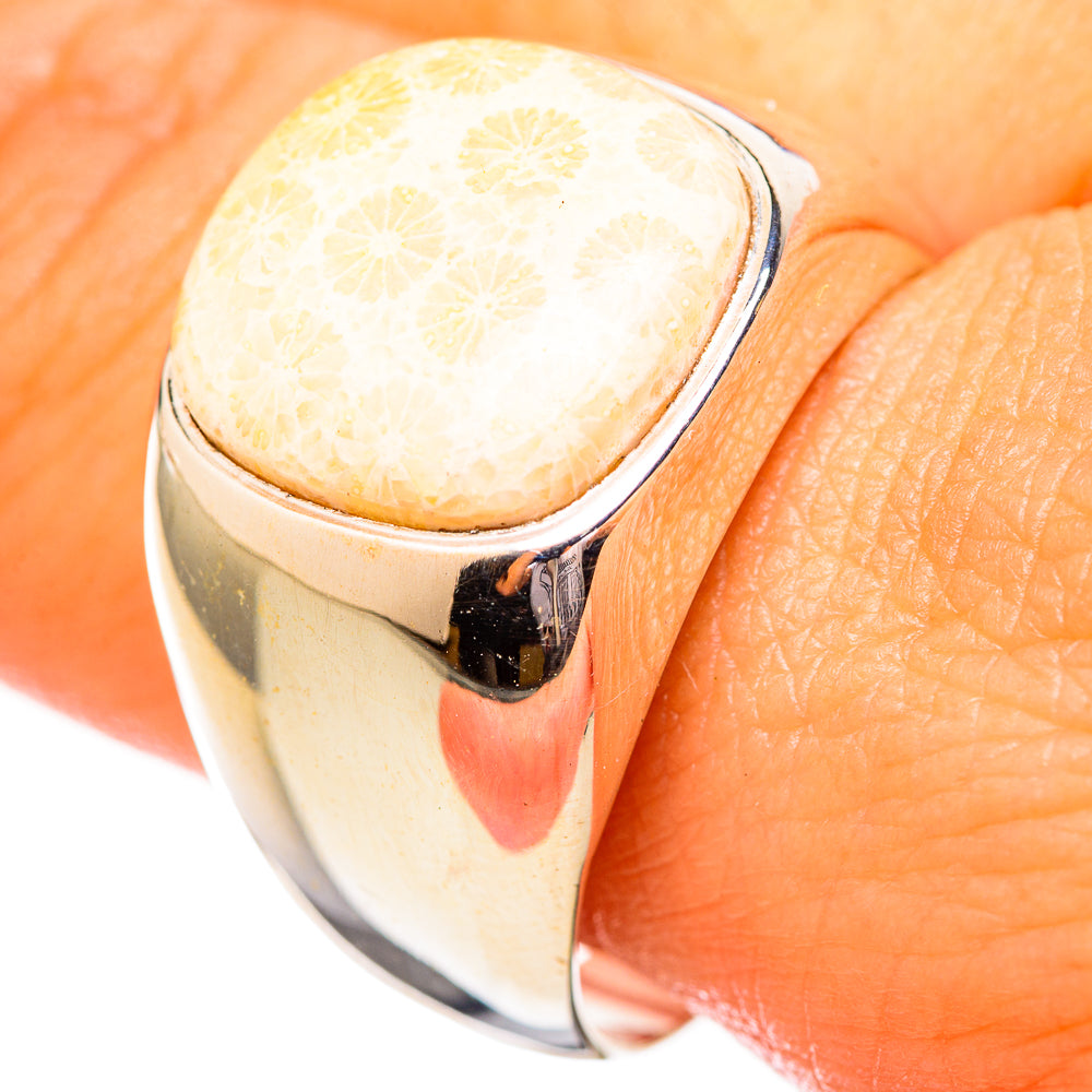 Fossil Coral Rings handcrafted by Anasilvercos - RING115218