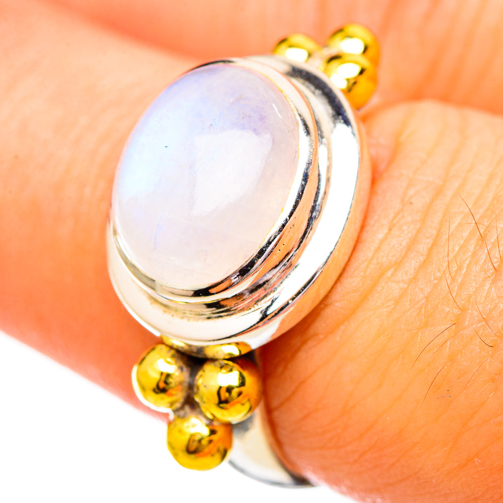 Rainbow Moonstone Rings handcrafted by Anasilvercos - RING115225