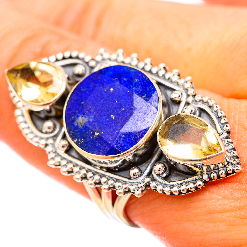 Lapis Lazuli, Citrine Rings handcrafted by Anasilvercos - RING115239