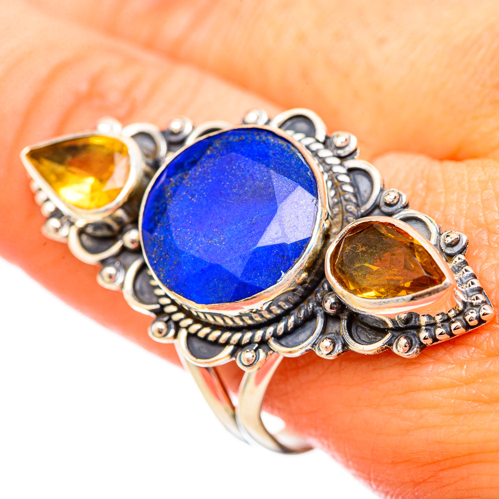Lapis Lazuli, Citrine Rings handcrafted by Anasilvercos - RING115257