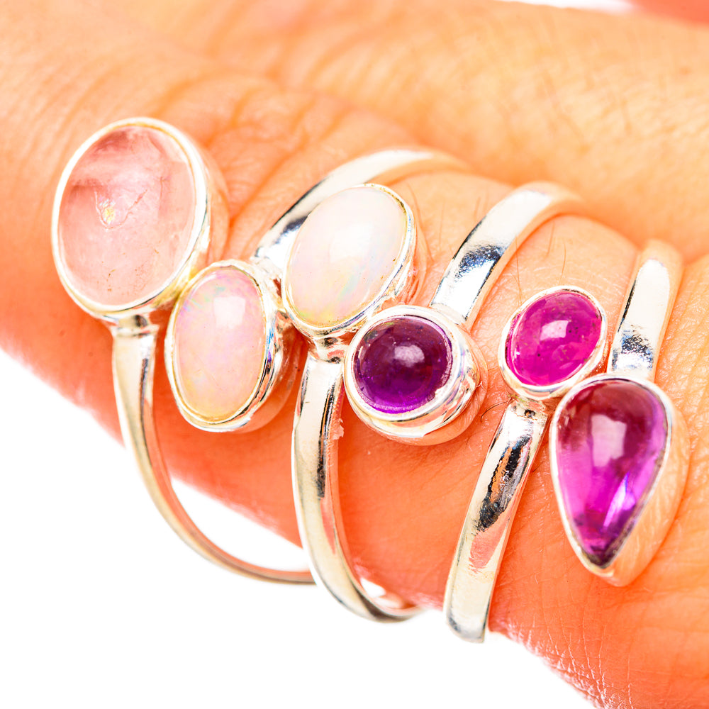 Rose Quartz, Amethyst Rings handcrafted by Anasilvercos - RING115267