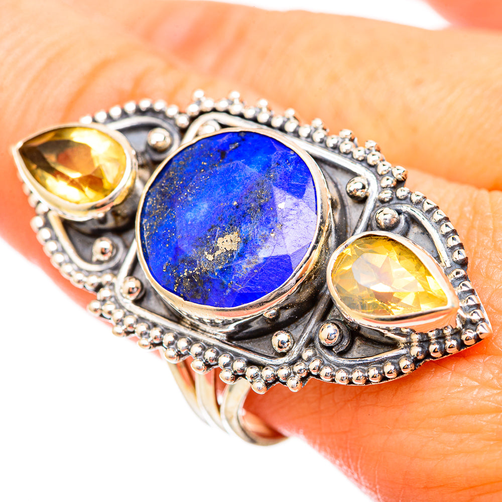 Lapis Lazuli, Citrine Rings handcrafted by Anasilvercos - RING115272