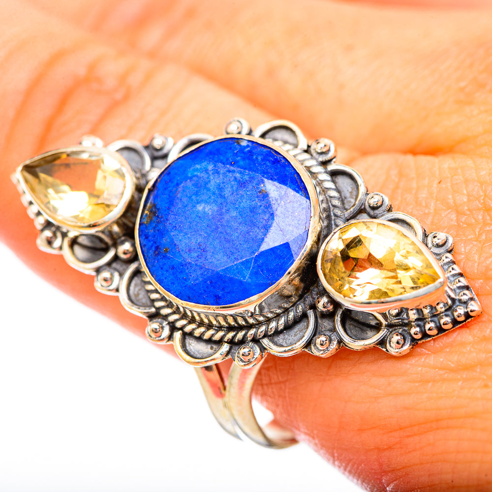 Lapis Lazuli, Citrine Rings handcrafted by Anasilvercos - RING115273