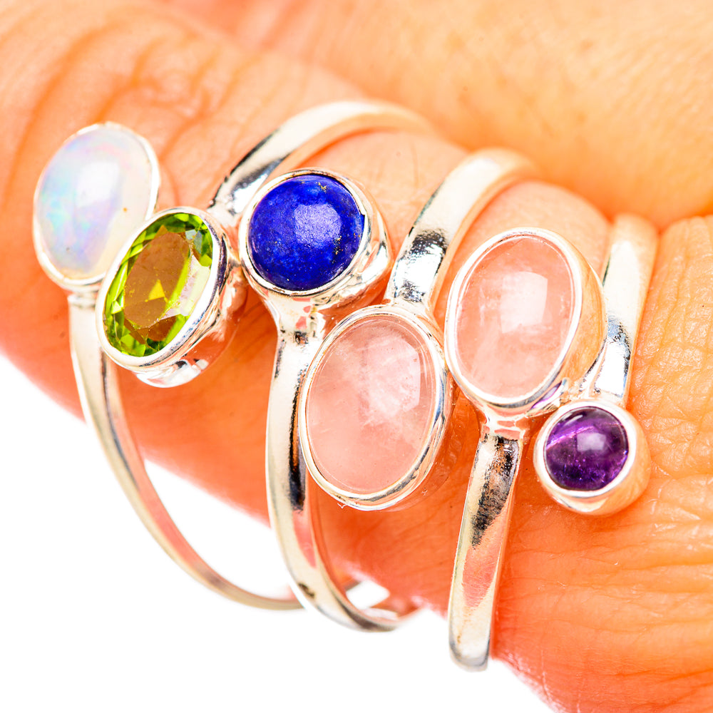 Rose Quartz, Lapis Lazuli, Peridot, Amethyst Rings handcrafted by Anasilvercos - RING115278