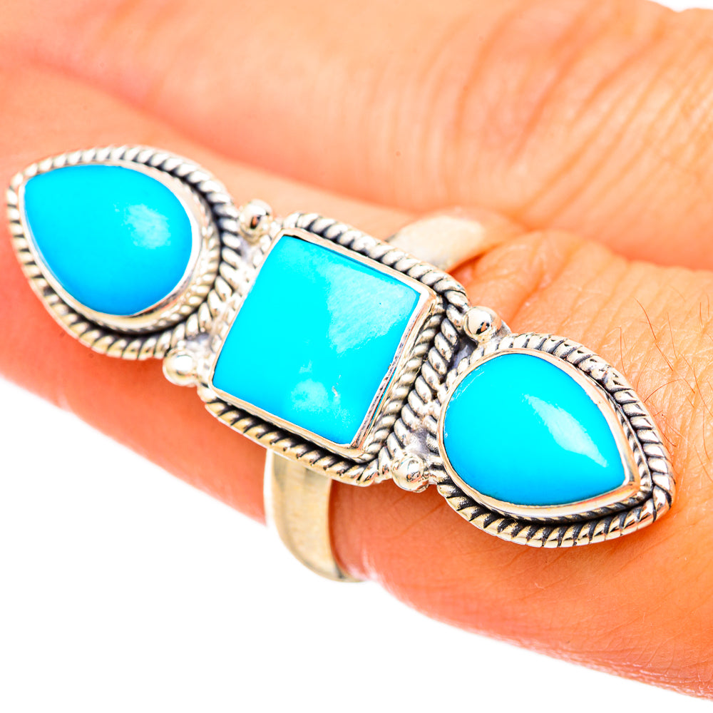 Sleeping Beauty Turquoise Rings handcrafted by Anasilvercos - RING115281