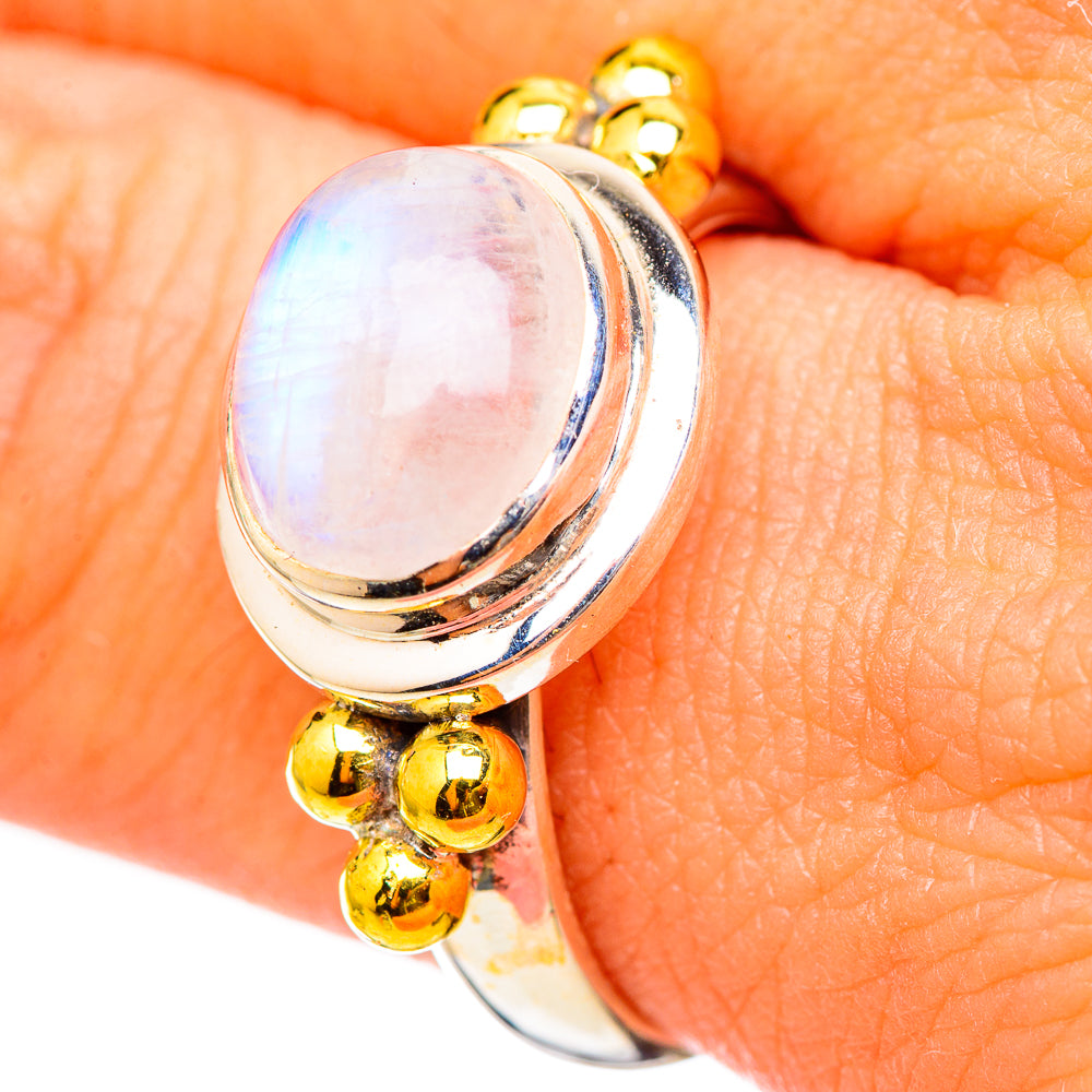 Rainbow Moonstone Rings handcrafted by Anasilvercos - RING115316