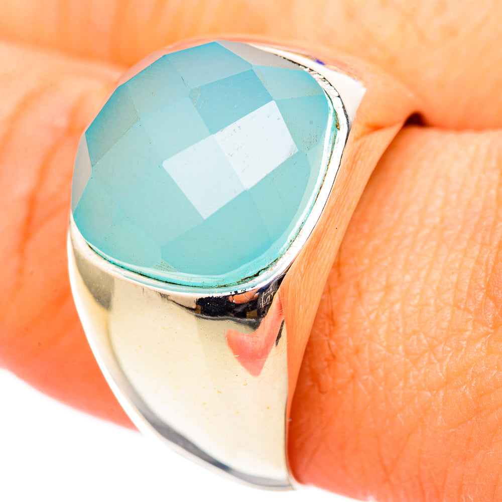 Aqua Chalcedony Rings handcrafted by Anasilvercos - RING115326