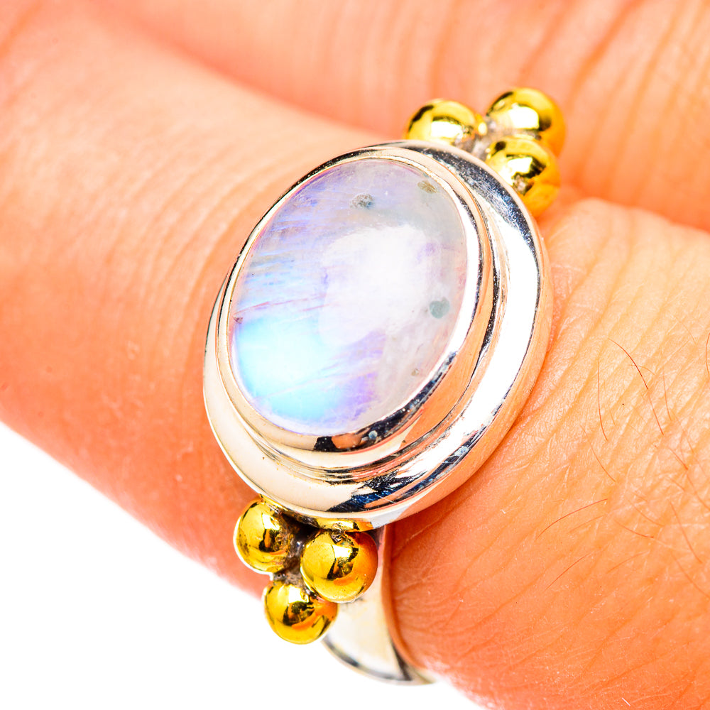 Rainbow Moonstone Rings handcrafted by Anasilvercos - RING115345