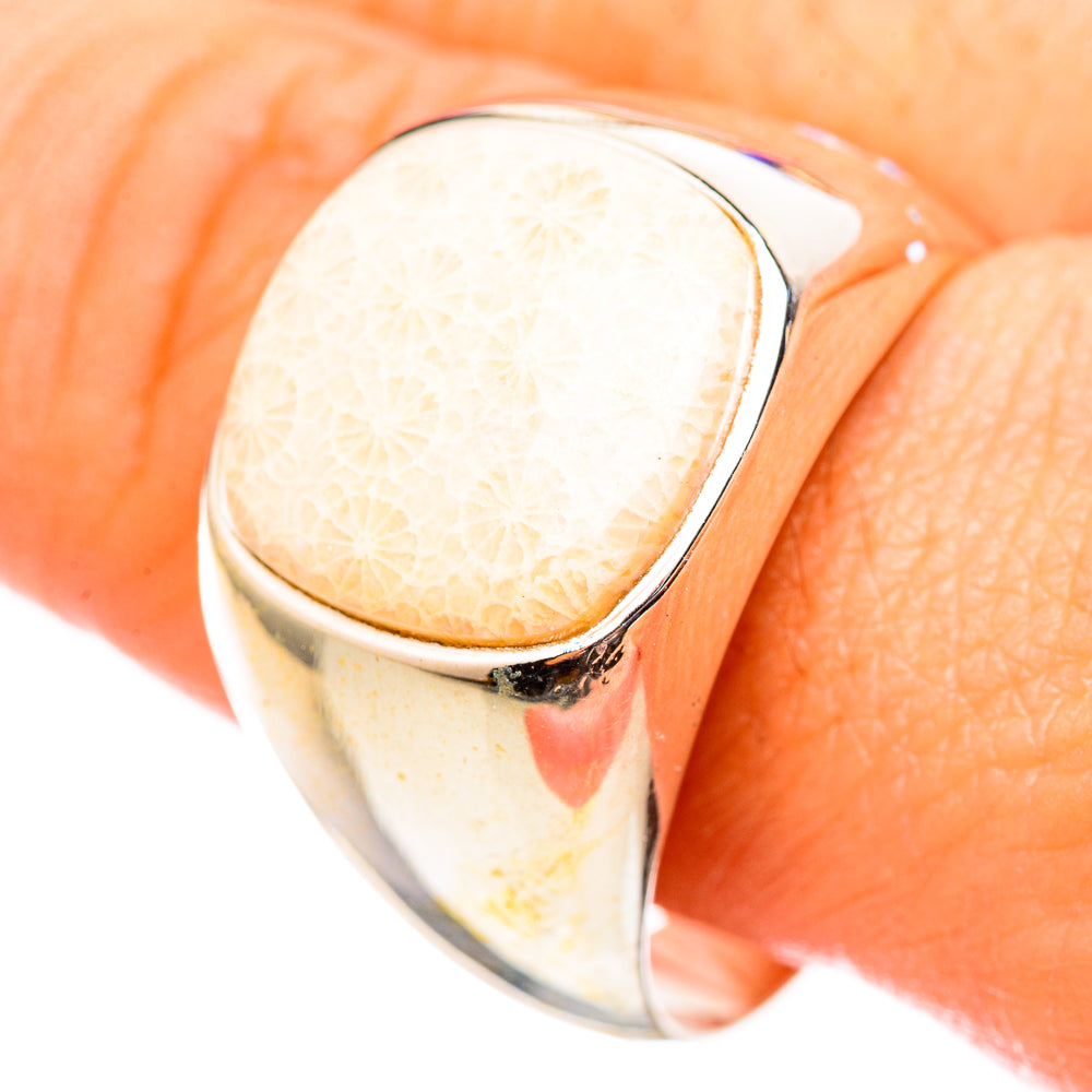 Fossil Coral Rings handcrafted by Anasilvercos - RING115358