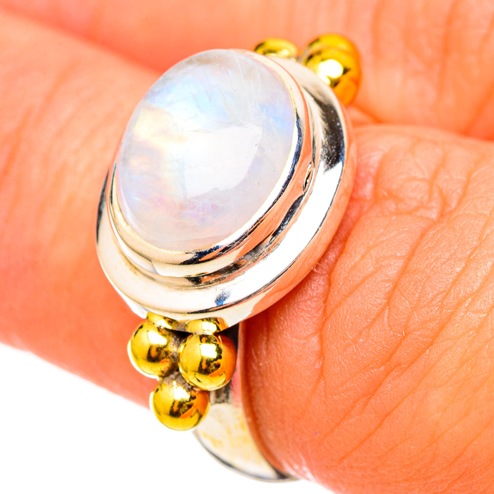 Rainbow Moonstone Rings handcrafted by Anasilvercos - RING115398