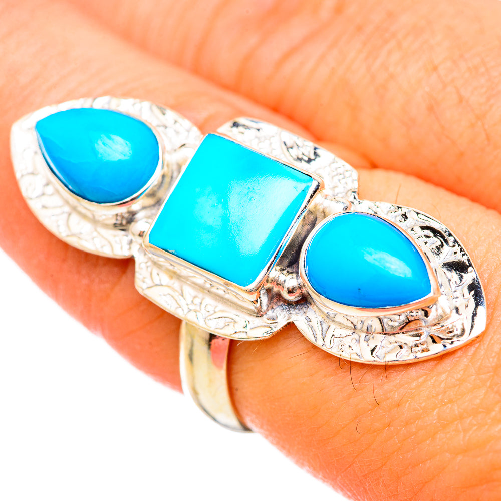 Sleeping Beauty Turquoise Rings handcrafted by Anasilvercos - RING115408