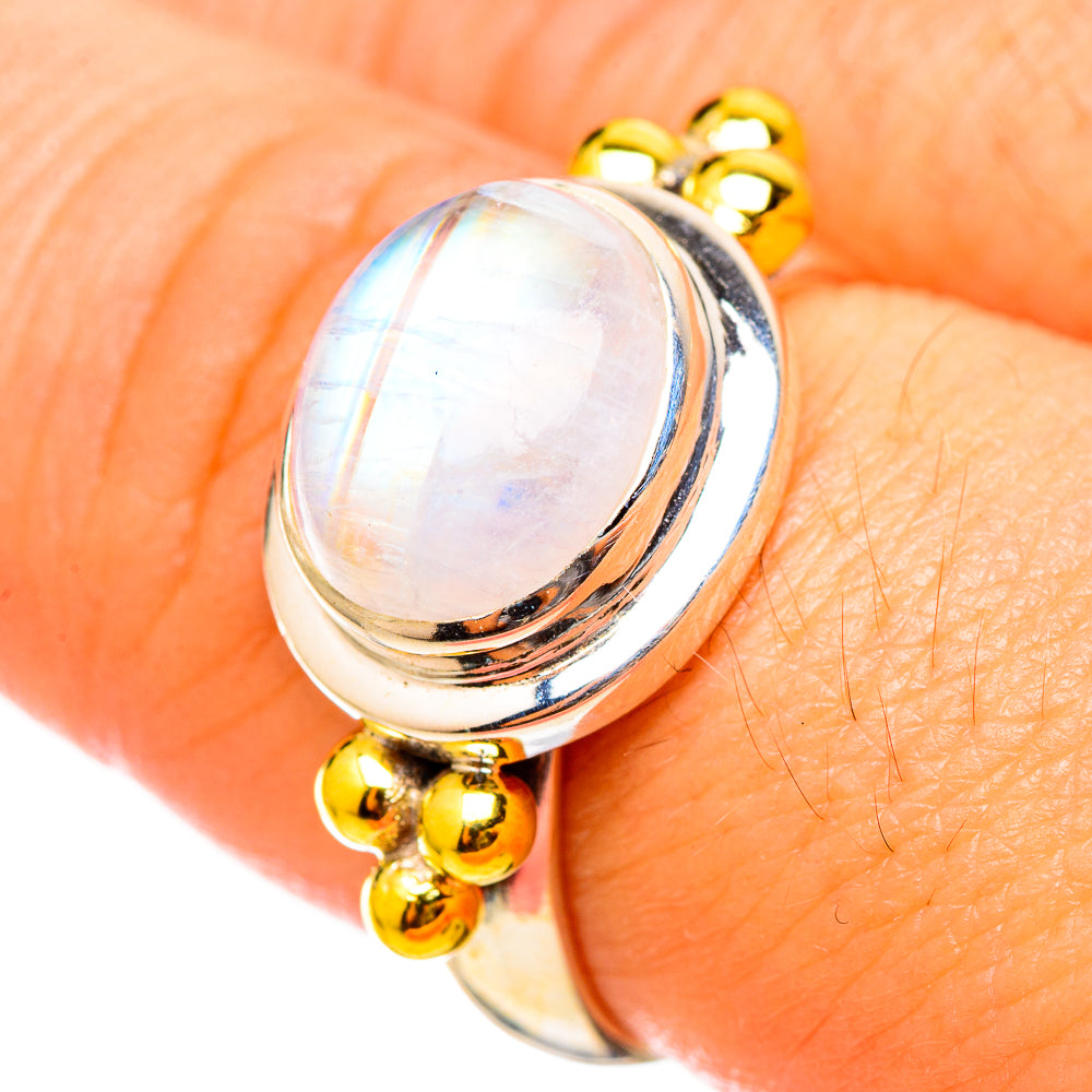 Rainbow Moonstone Rings handcrafted by Anasilvercos - RING115424