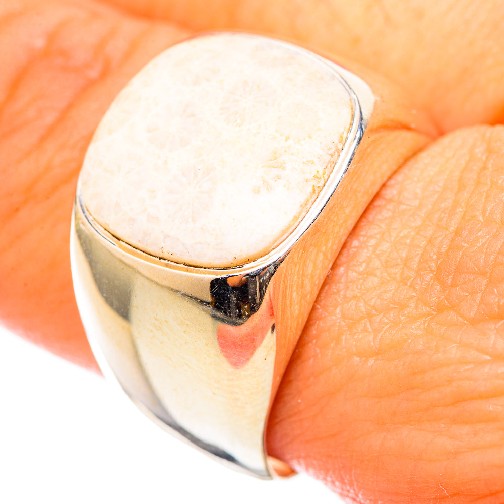 Fossil Coral Rings handcrafted by Anasilvercos - RING115446