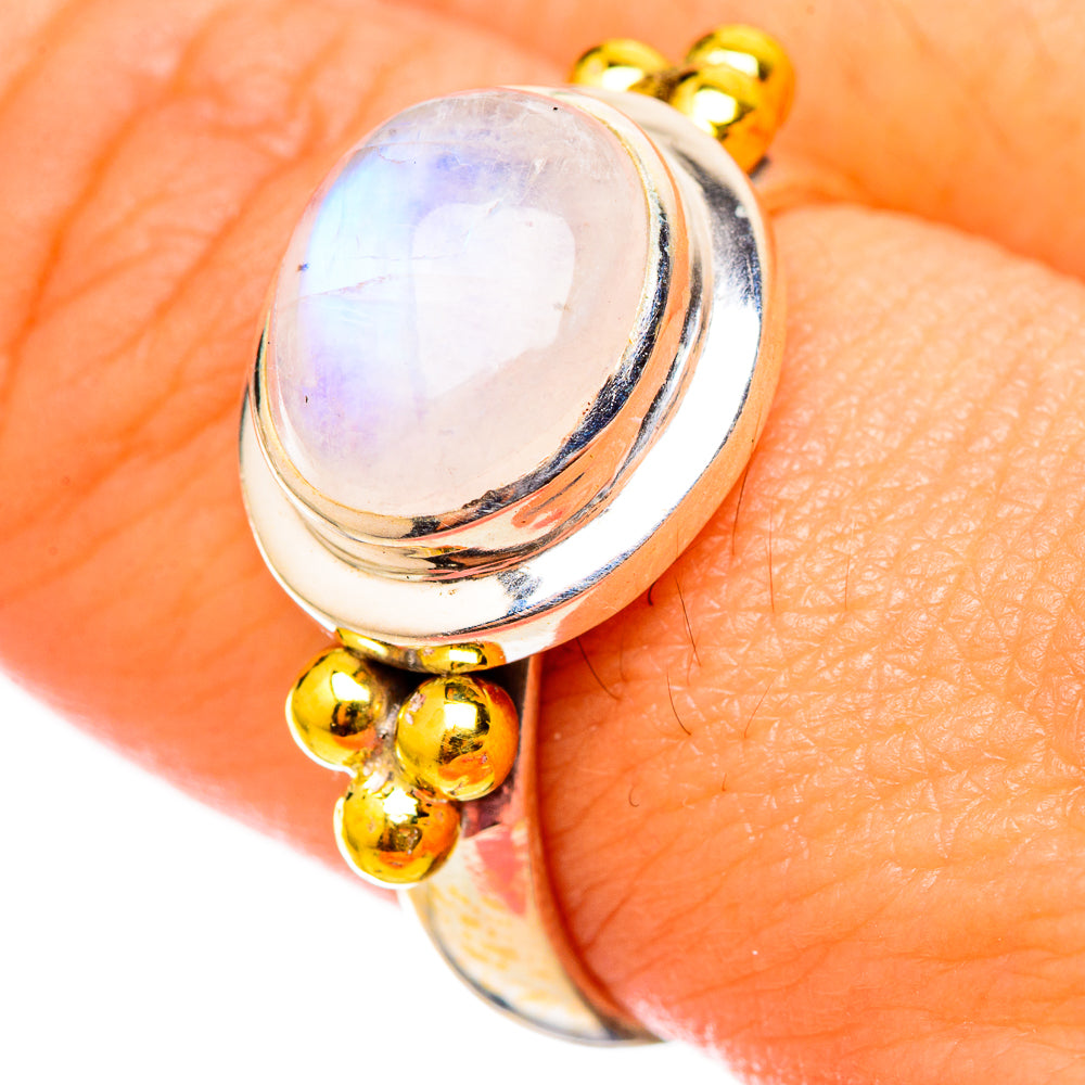 Rainbow Moonstone Rings handcrafted by Anasilvercos - RING115447