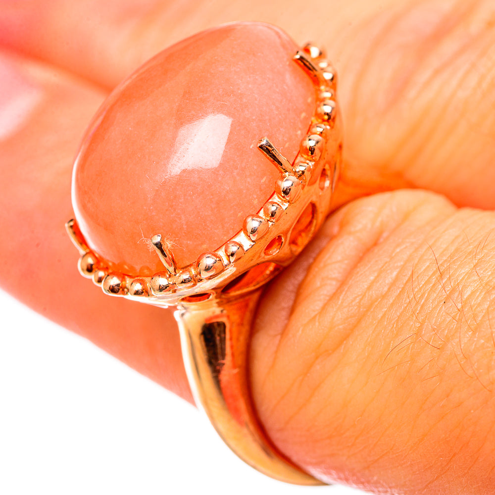 Peach Moonstone Rings handcrafted by Anasilvercos - RING115459