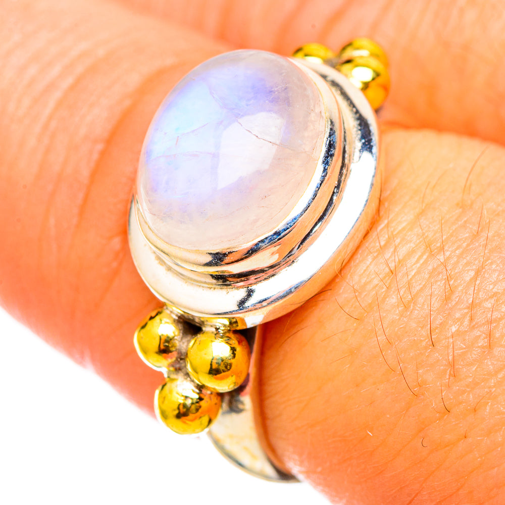 Rainbow Moonstone Rings handcrafted by Anasilvercos - RING115466