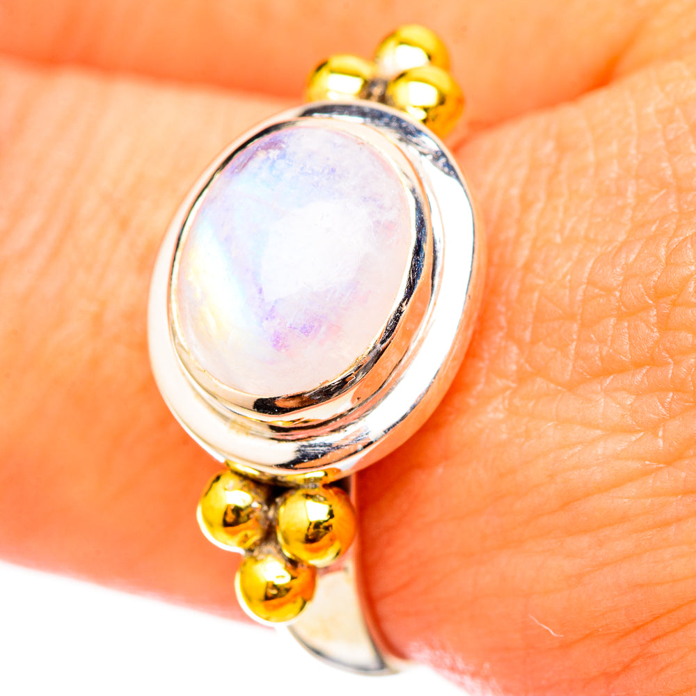 Rainbow Moonstone Rings handcrafted by Anasilvercos - RING115498