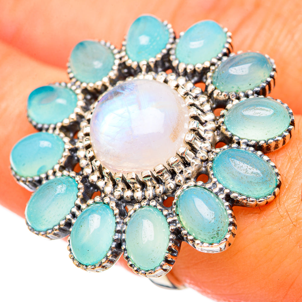 Rainbow Moonstone Rings handcrafted by Anasilvercos - RING115503