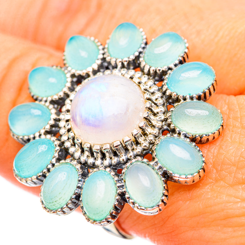 Rainbow Moonstone Rings handcrafted by Anasilvercos - RING115524