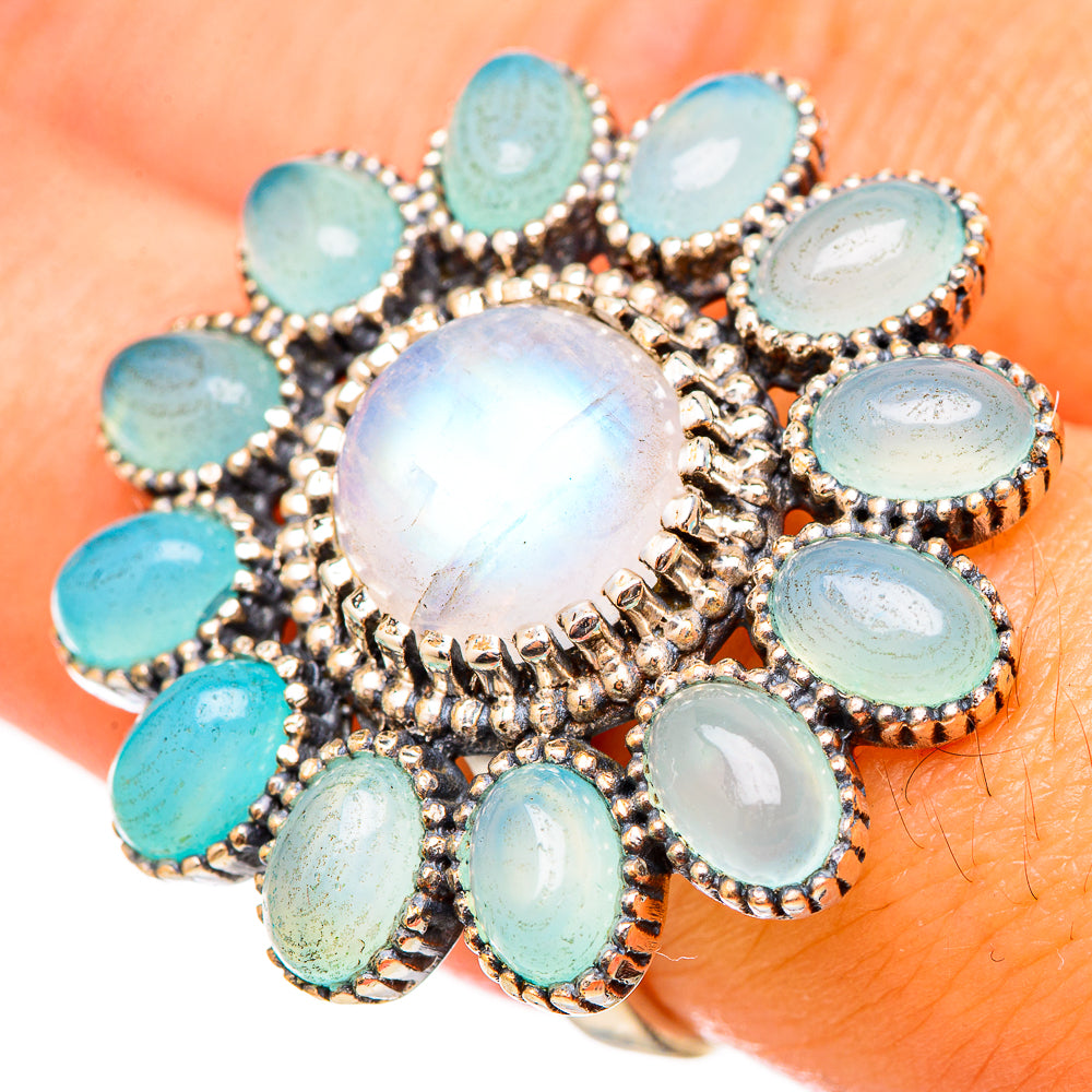Rainbow Moonstone Rings handcrafted by Anasilvercos - RING115561