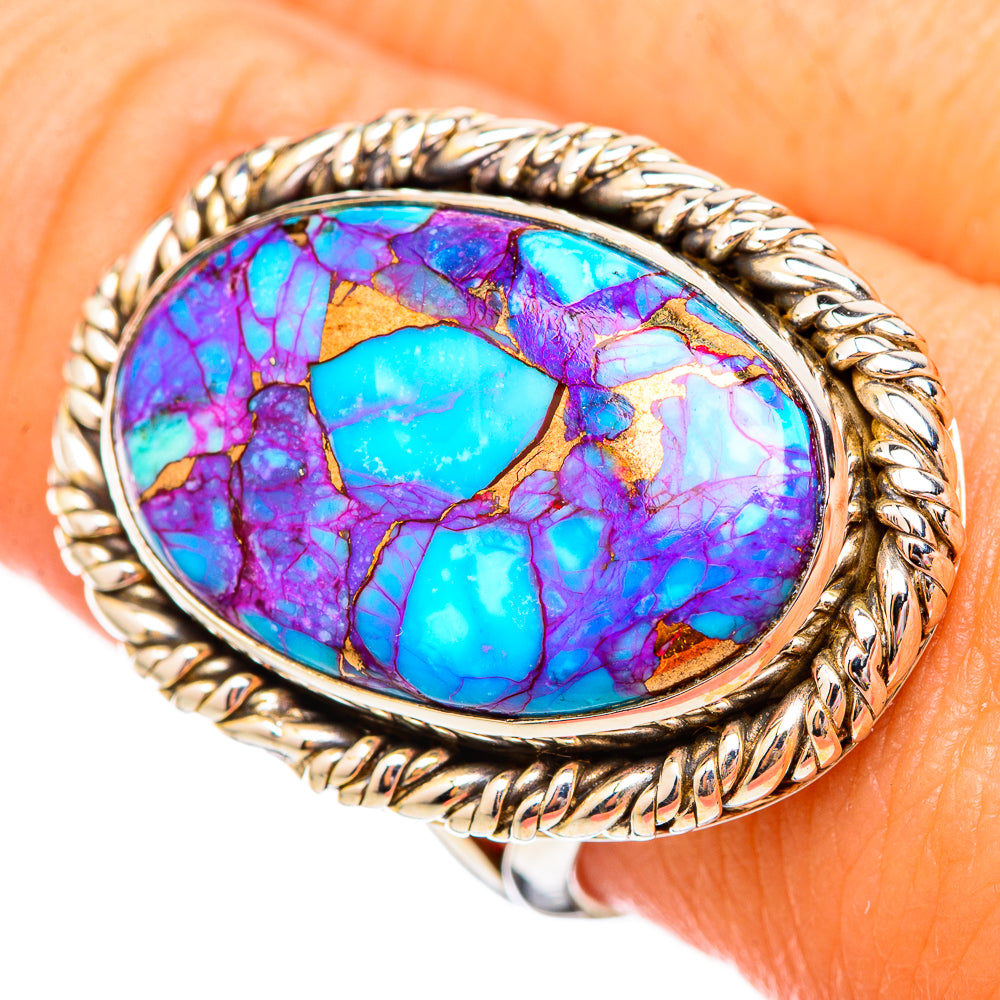 Purple Copper Composite Turquoise Rings handcrafted by Anasilvercos - RING115607