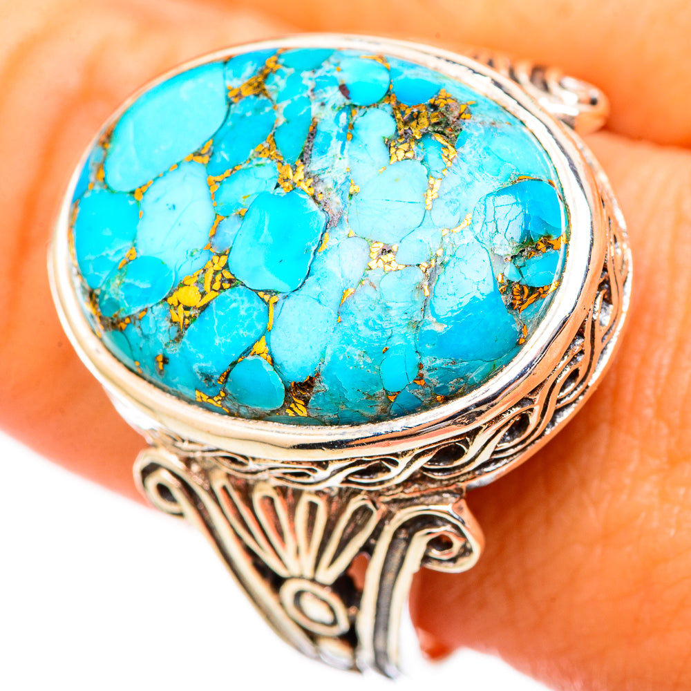 Blue Copper Composite Turquoise Rings handcrafted by Anasilvercos - RING115661