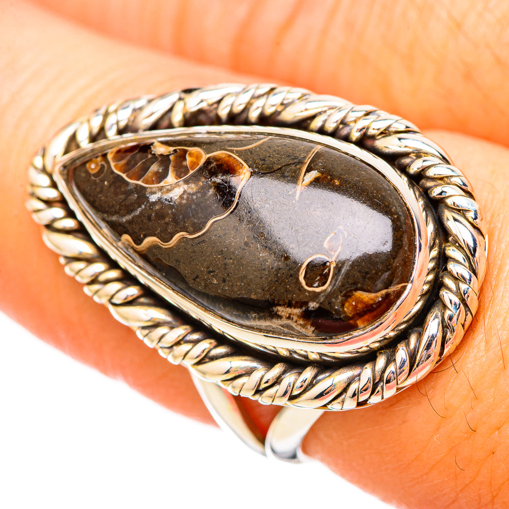 Turritella Agate Rings handcrafted by Anasilvercos - RING115682