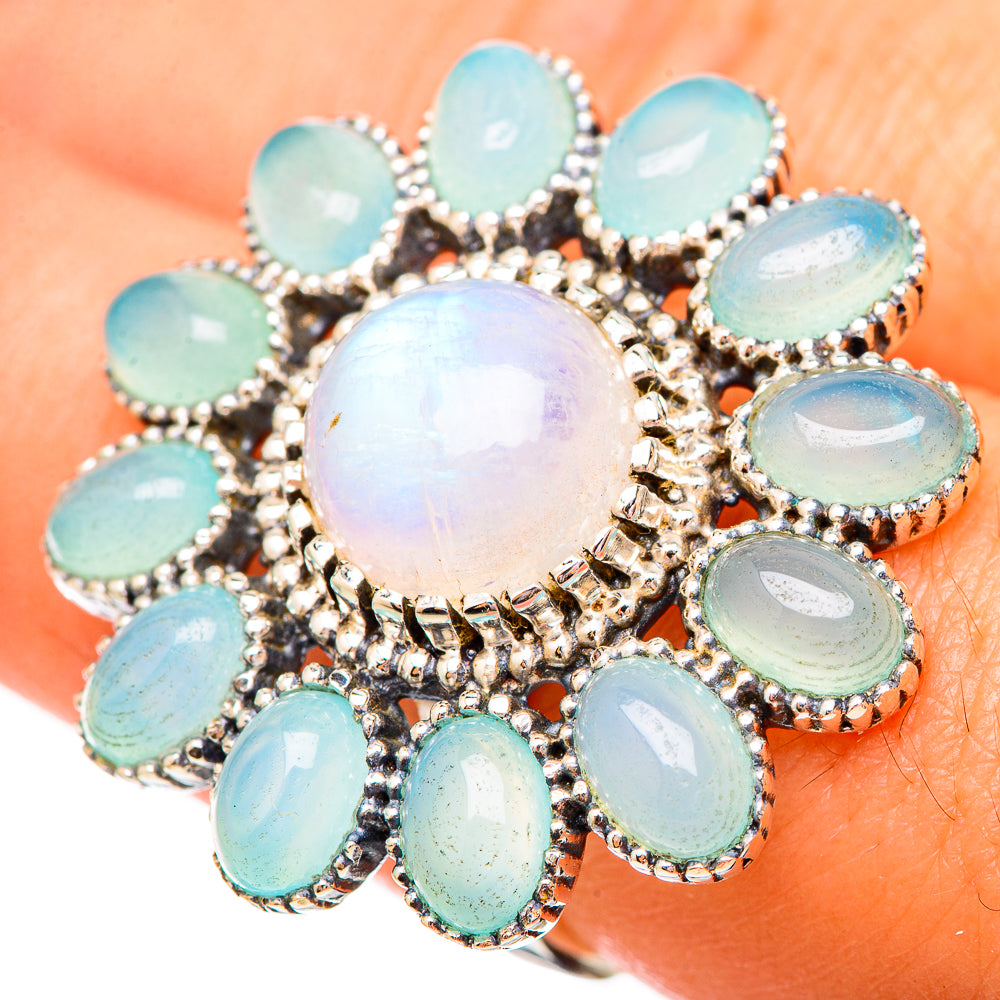 Rainbow Moonstone Rings handcrafted by Anasilvercos - RING115703