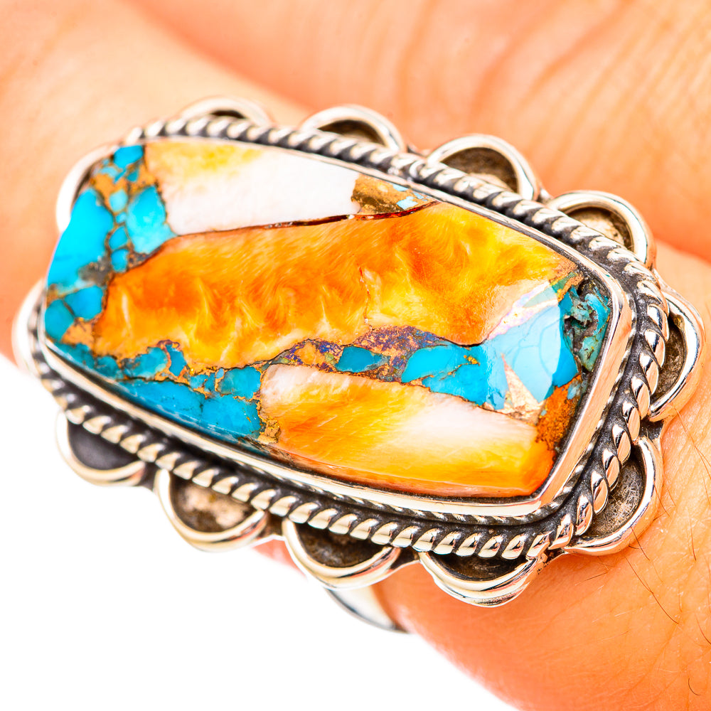 Spiny Oyster Turquoise Rings handcrafted by Anasilvercos - RING115728