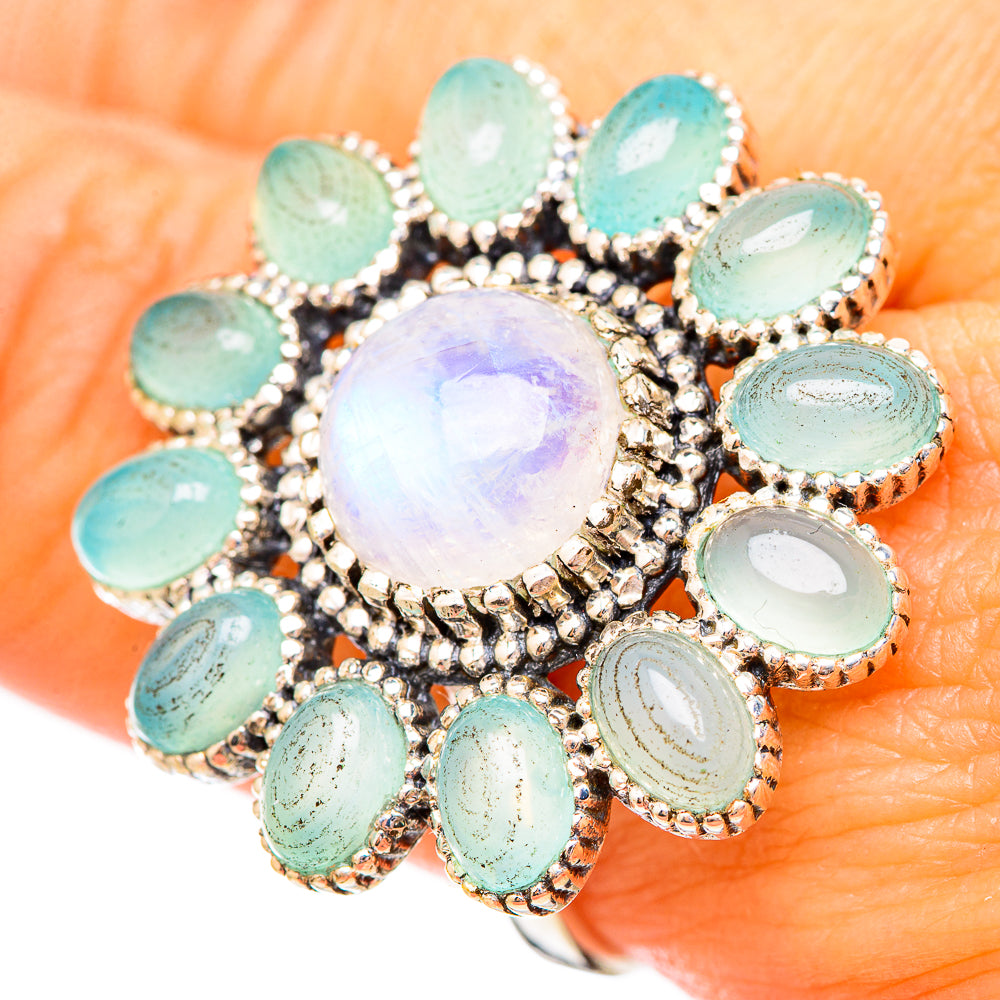 Rainbow Moonstone Rings handcrafted by Anasilvercos - RING115772