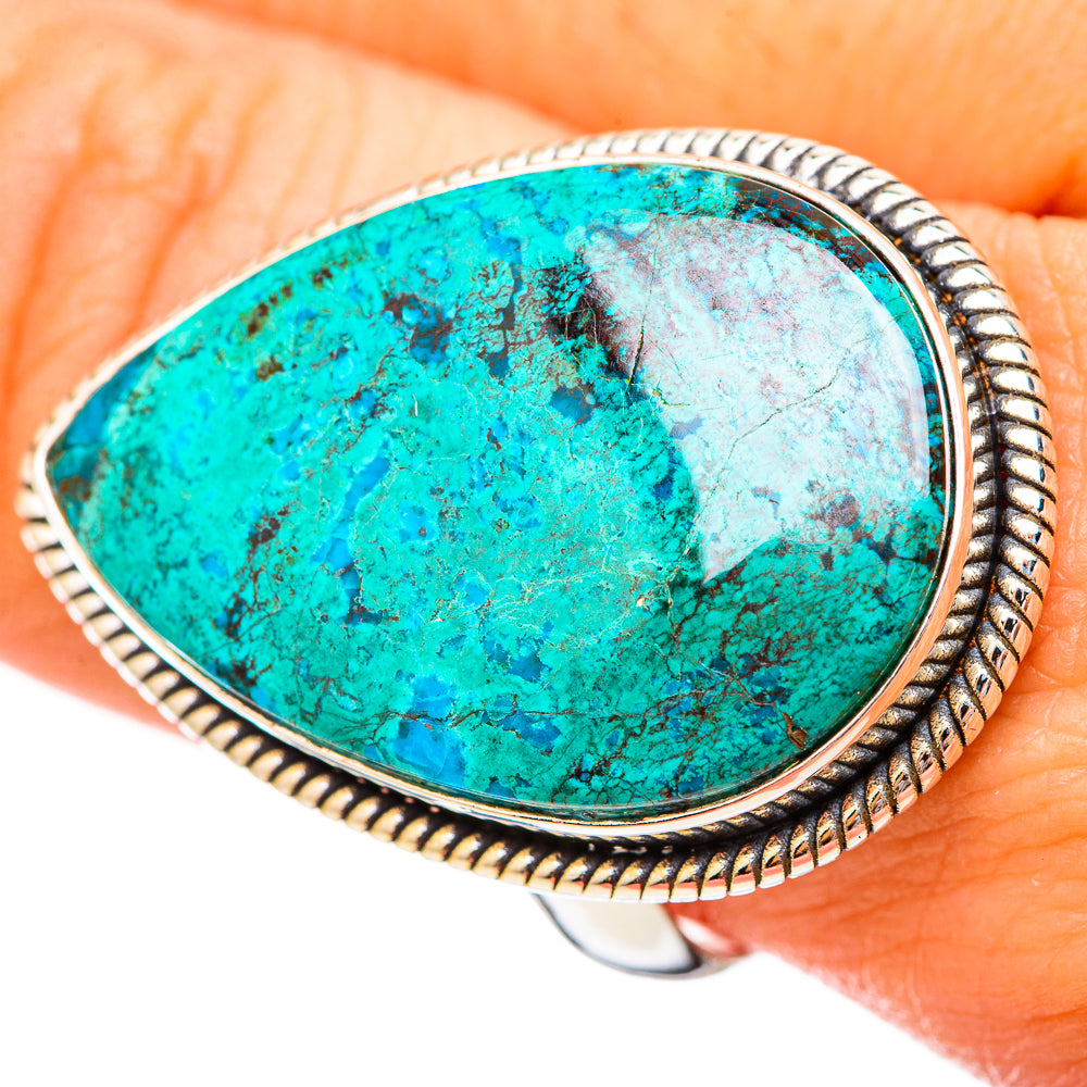 Peruvian Chrysocolla Rings handcrafted by Anasilvercos - RING115782