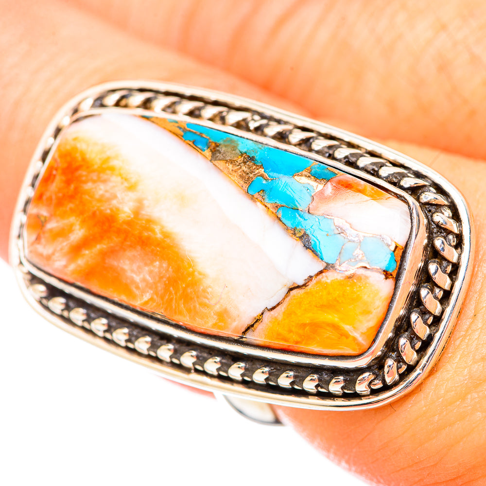 Spiny Oyster Turquoise Rings handcrafted by Anasilvercos - RING115802