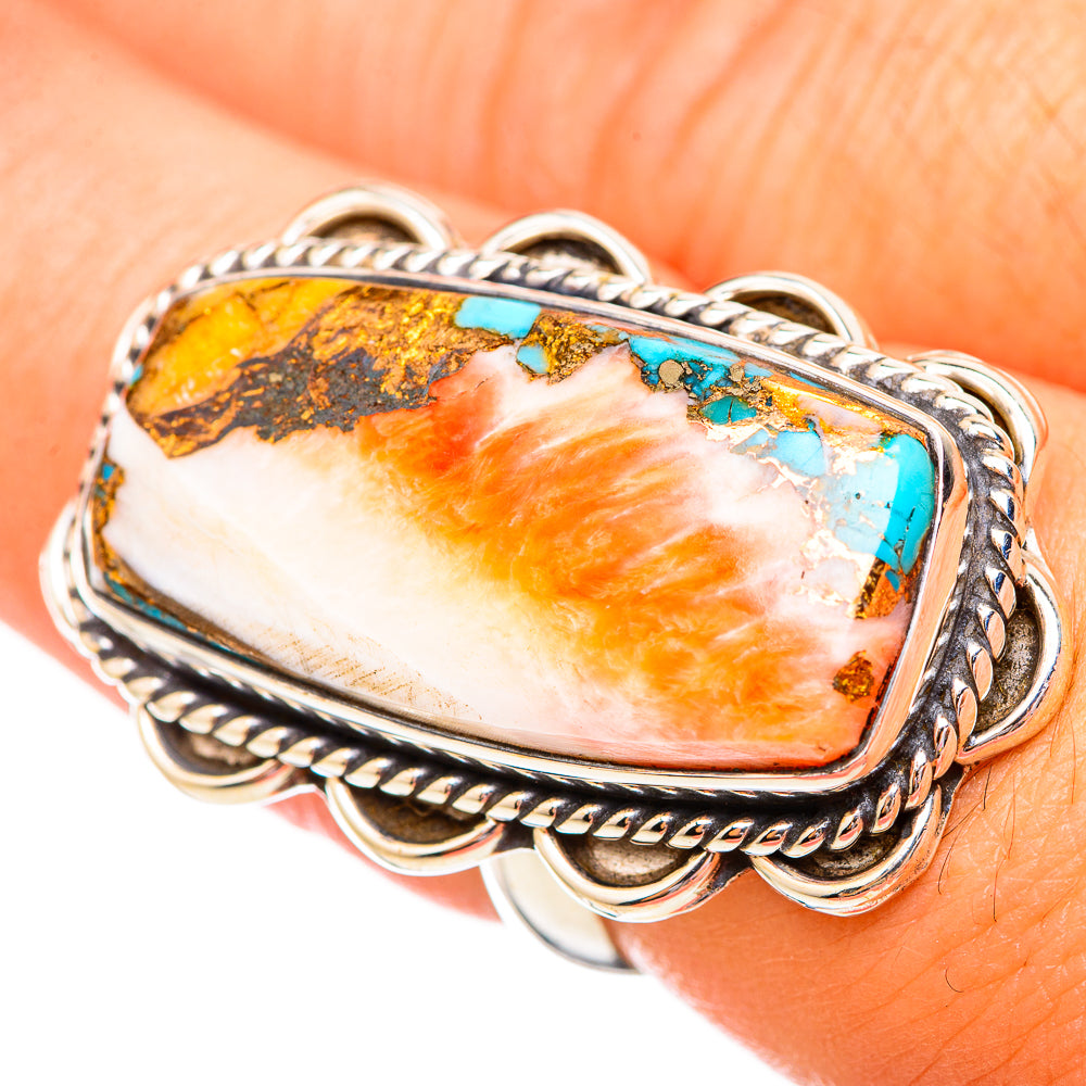 Spiny Oyster Turquoise Rings handcrafted by Anasilvercos - RING115803