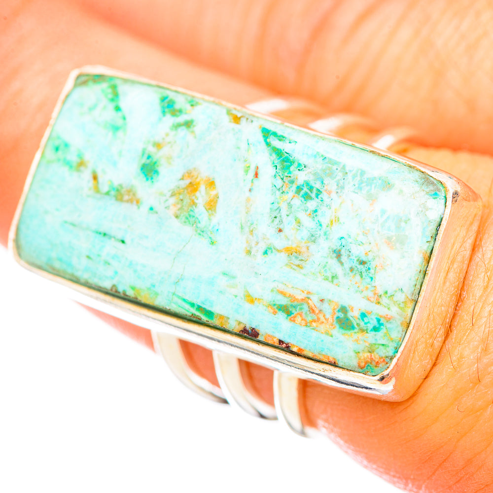 Peruvian Chrysocolla Rings handcrafted by Anasilvercos - RING115815