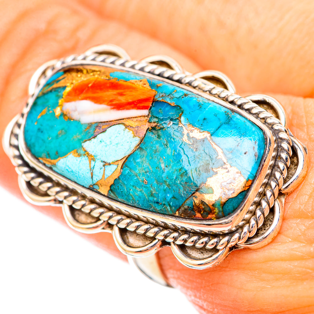 Spiny Oyster Turquoise Rings handcrafted by Anasilvercos - RING115816