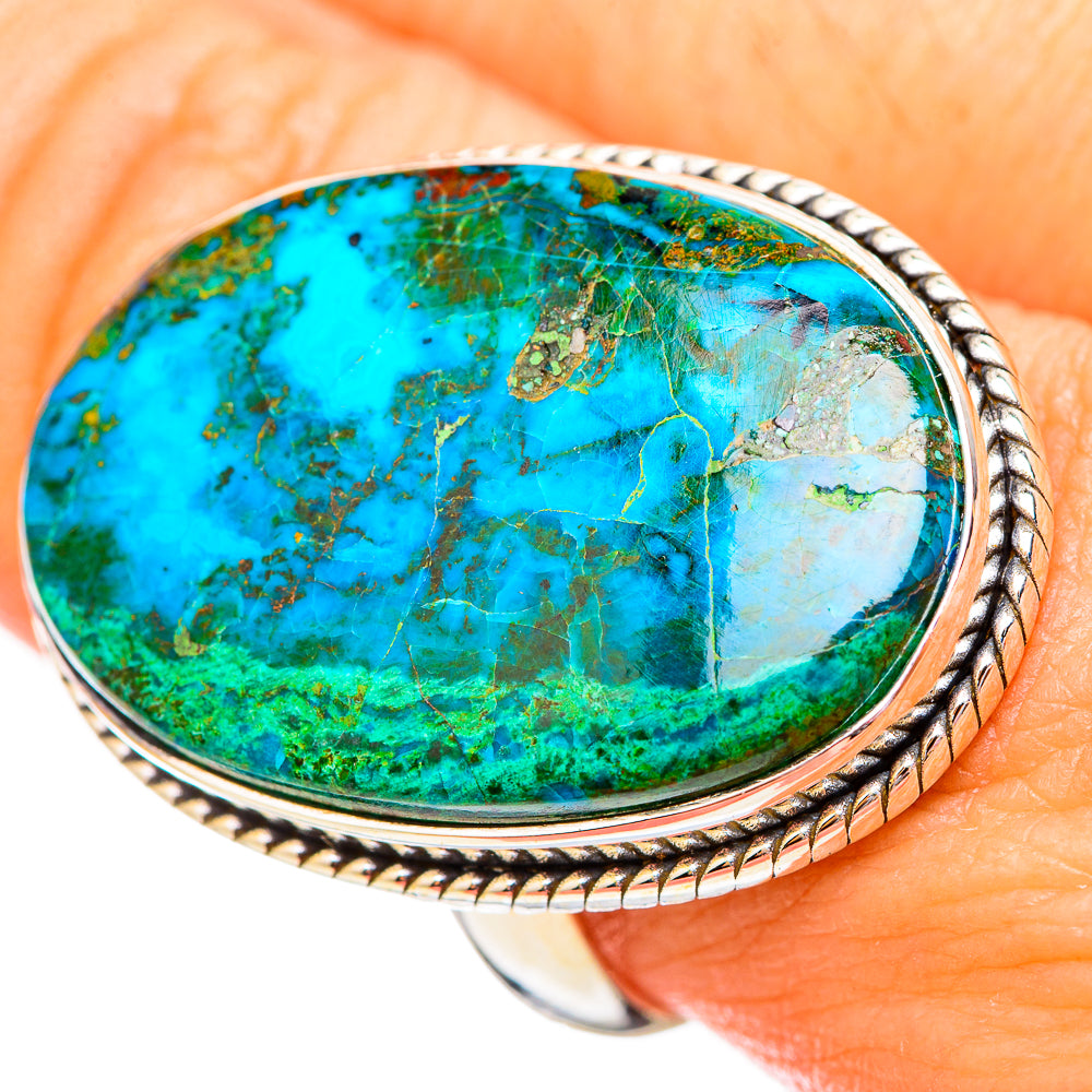 Peruvian Chrysocolla Rings handcrafted by Anasilvercos - RING115826
