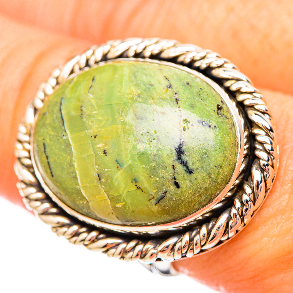 African Green Opal Rings handcrafted by Anasilvercos - RING115833