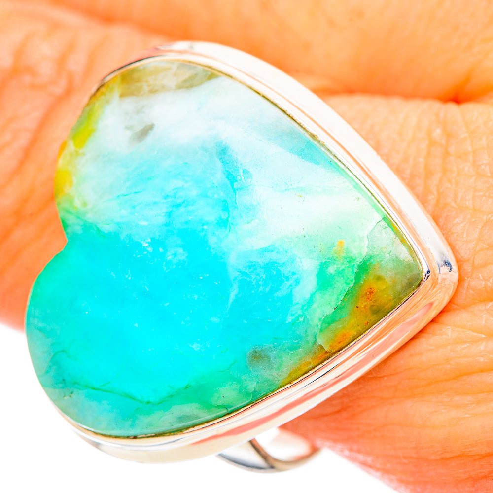 Peruvian Chrysocolla Rings handcrafted by Anasilvercos - RING115867